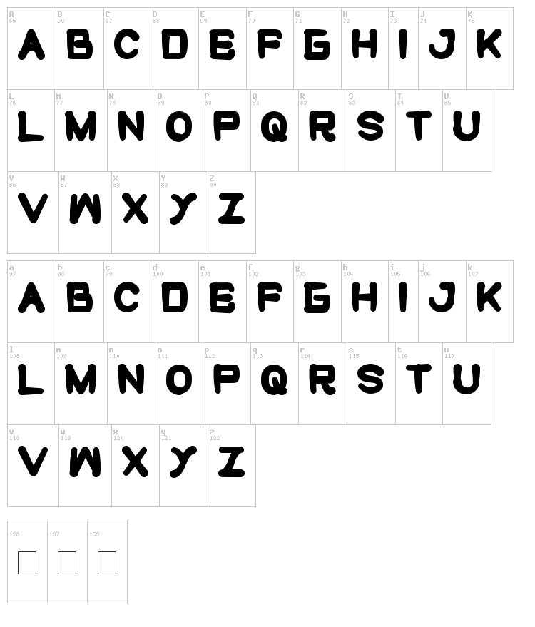 Cute Monster font map